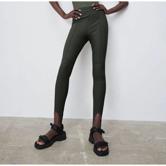 ZARA TOPSTITCHED STIRRUP LEGGINGS - Picture 5 of 6